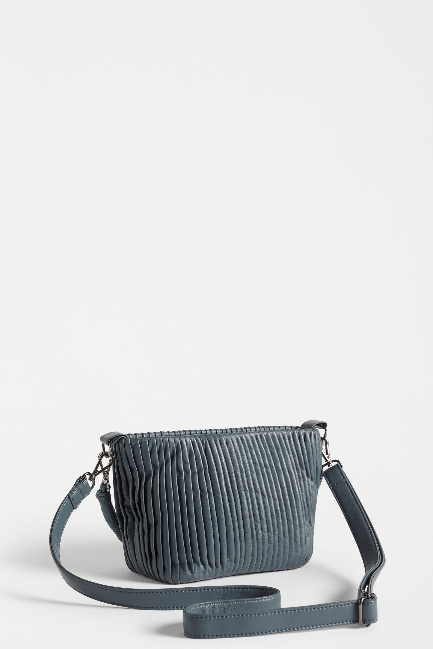 Oda Small Cross Body Pleated Leather Bag Back | STORM BLUE