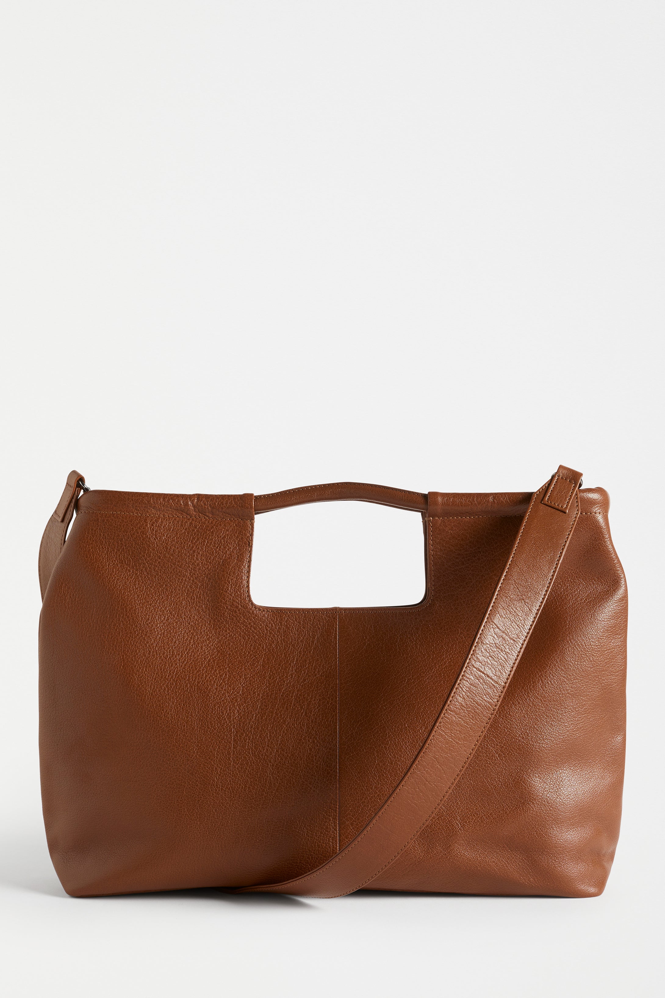 Ista Leather Work Bag with Detachable Strap Front | TAN