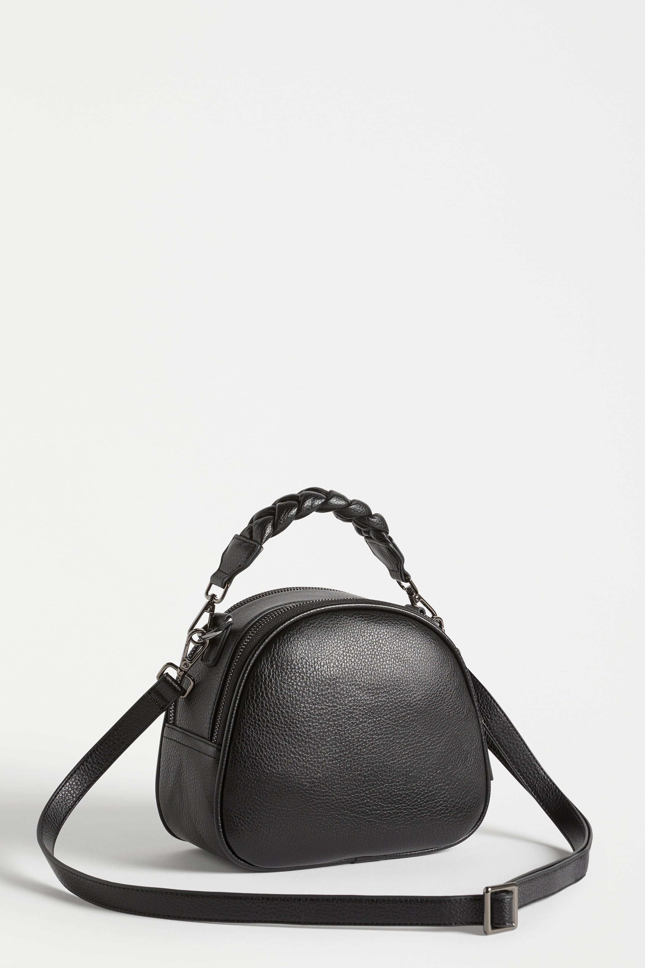 Kel Small Crossbody Vegan Bag with Braided Handle Front | BLACK