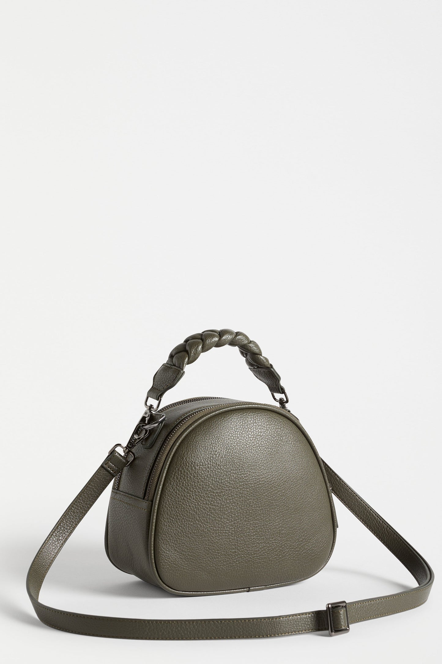 Kel Small Crossbody Vegan Bag with Braided Handle Front | OLIVE