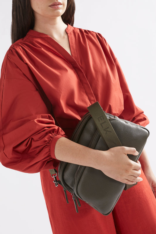 Beya Medium Sized Vegan Crossbody Bag Front Model | OLIVE