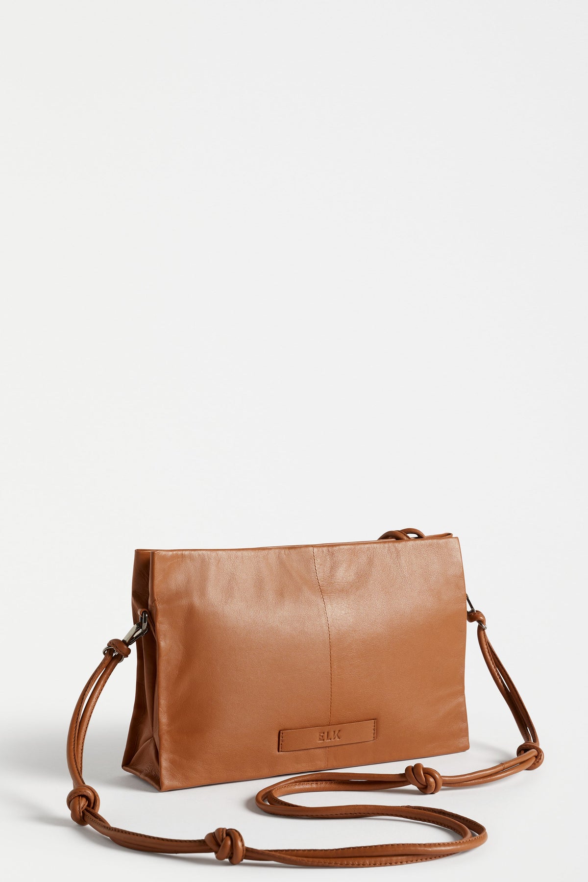 Malte Small Leather Cross Body Bag with Knot Detail Back | TAN