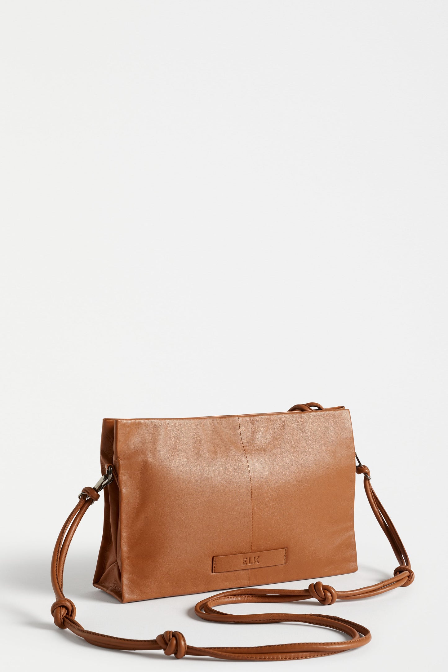 Malte Small Leather Cross Body Bag with Knot Detail Back | TAN