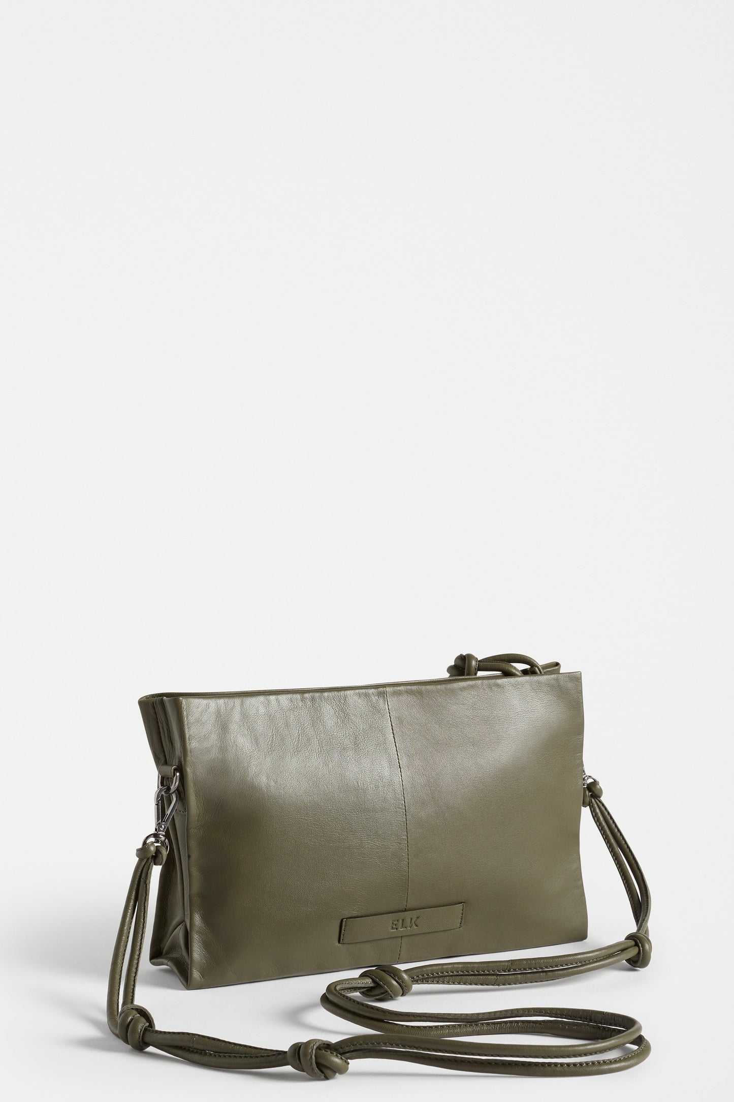 Malte Small Leather Cross Body Bag with Knot Detail Back | OLIVE