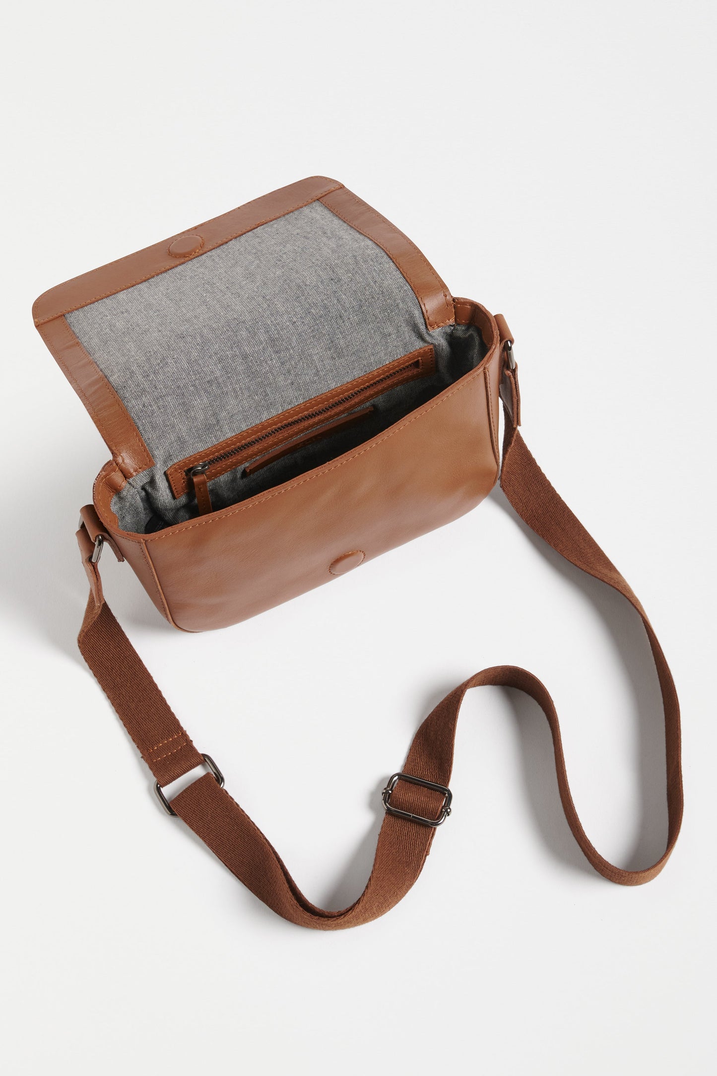 Turer Small Leather Crossbody Bag Internal | TAN