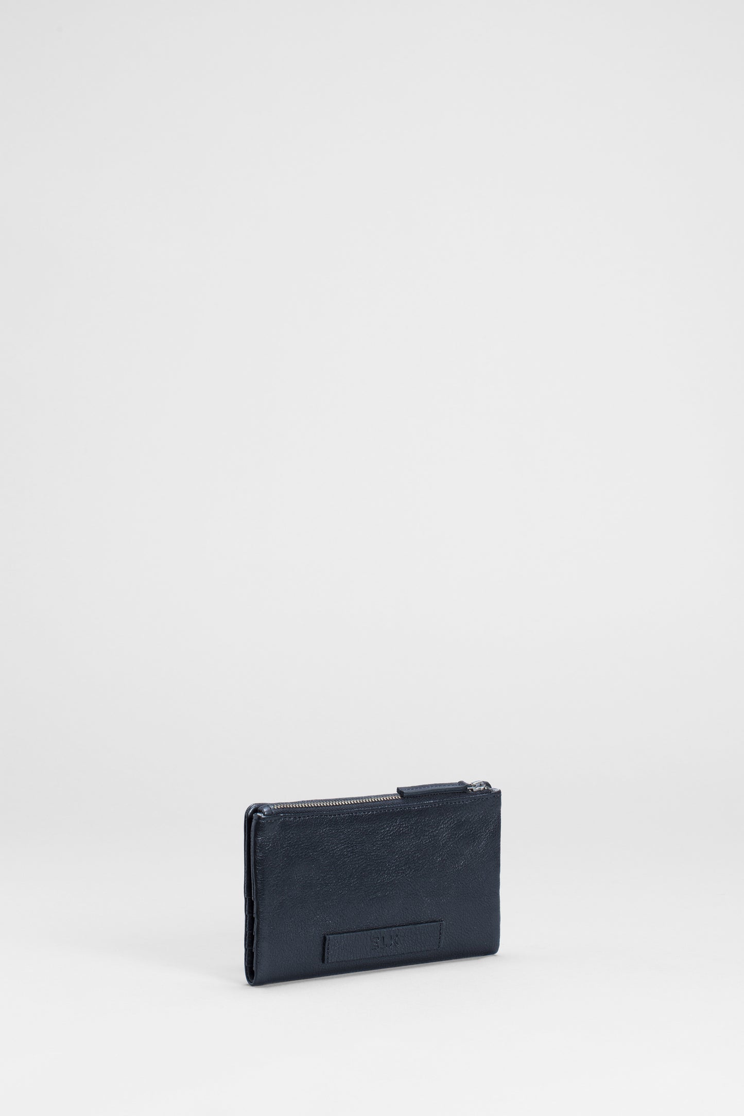 Hanna Simple Leather Zip Up Wallet Back | Black