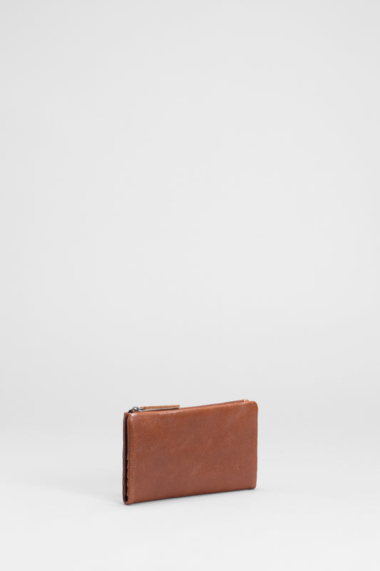 Hanna Simple Leather Zip Up Wallet Front | Tan