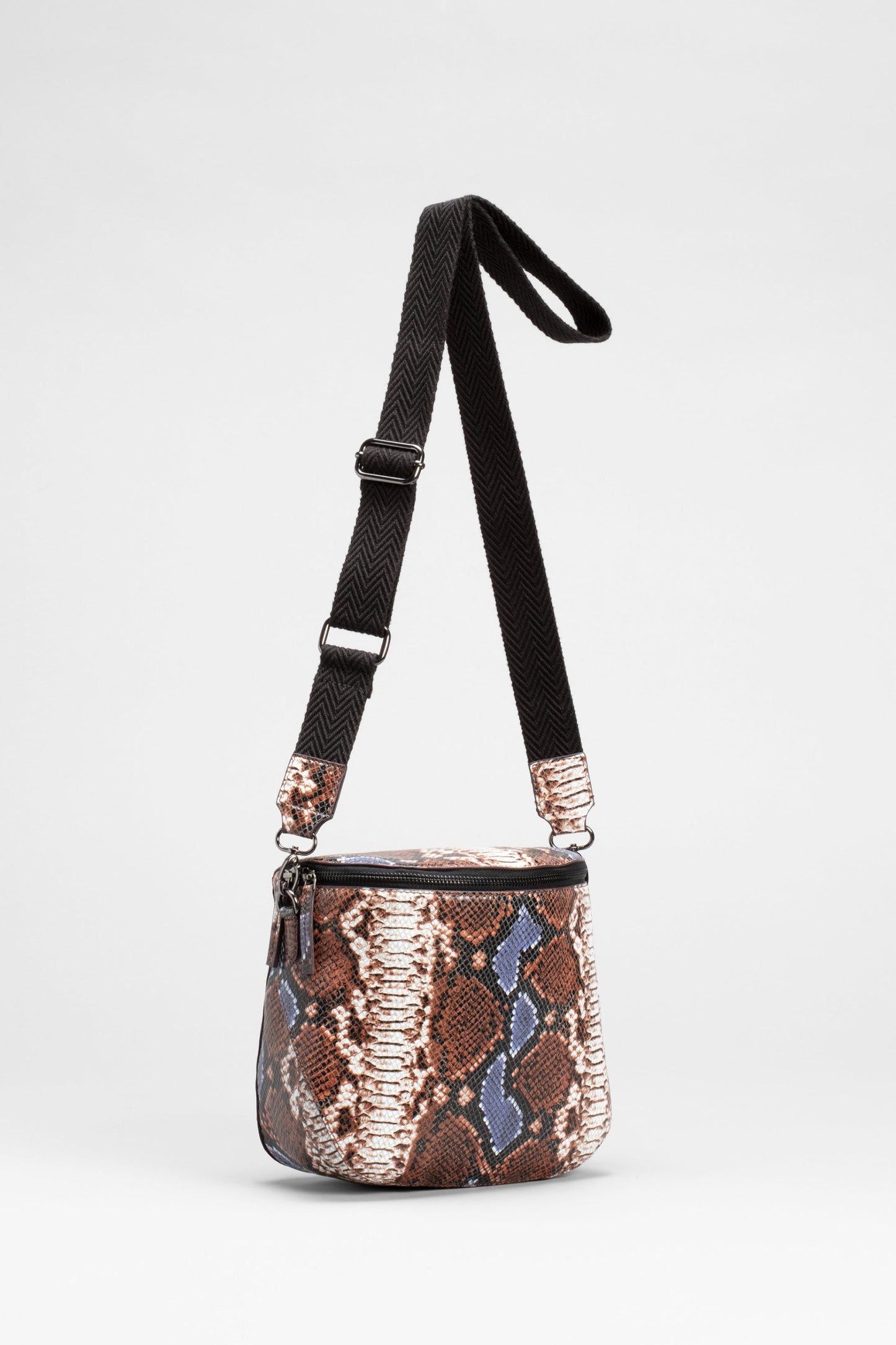 Gera Remnant Leather Cross Body Bucket Bag Front MULTI 