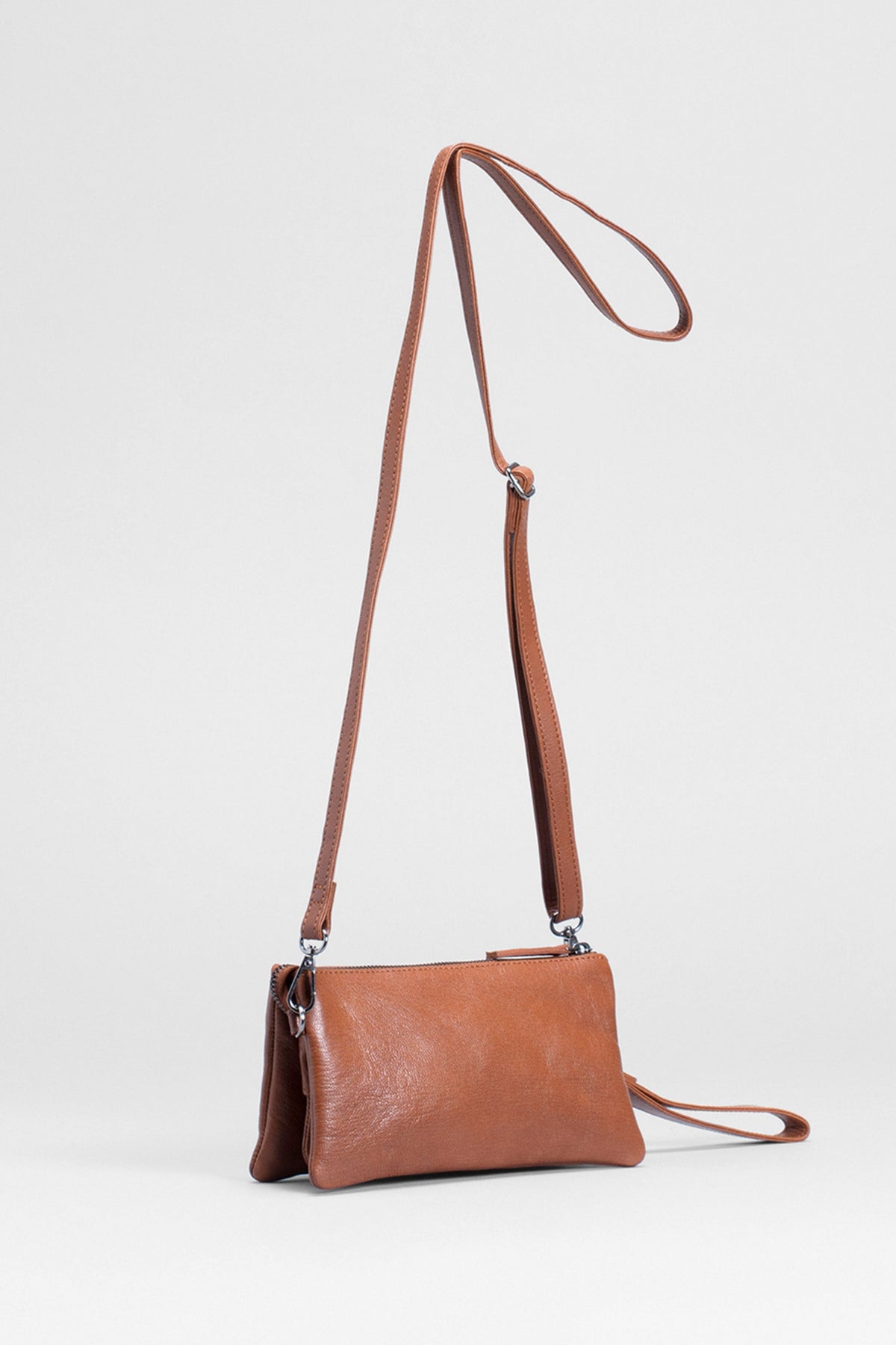 Triple City Leather Cross Body Bag Front | TAN