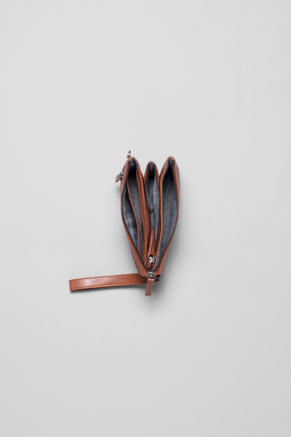 Triple City Leather Cross Body Bag Overhead | TAN