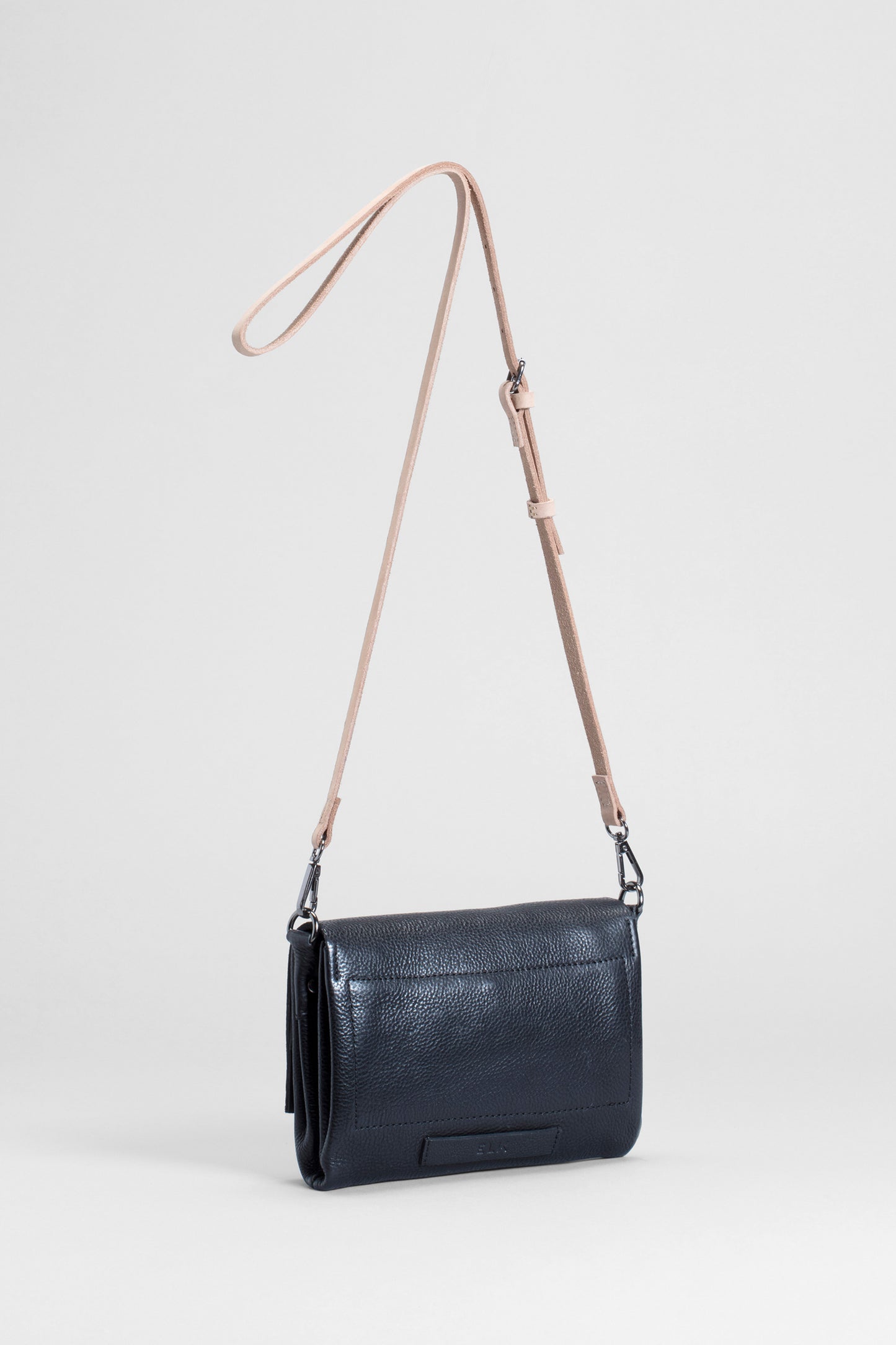 Madel Crossbody Leather Bag Back BLACK / NATURAL