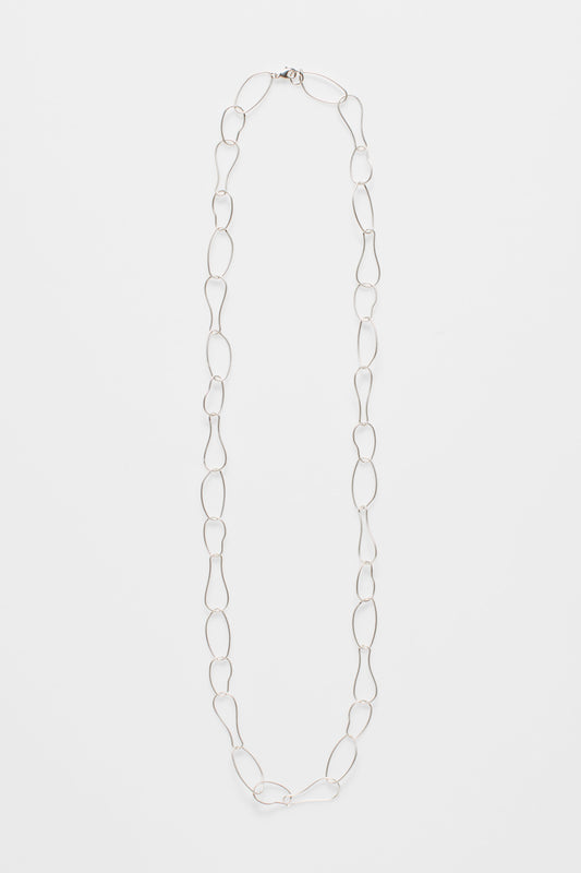 Niika Fine Organic Shaped Chain Coated Metal Necklace flat | SILVER