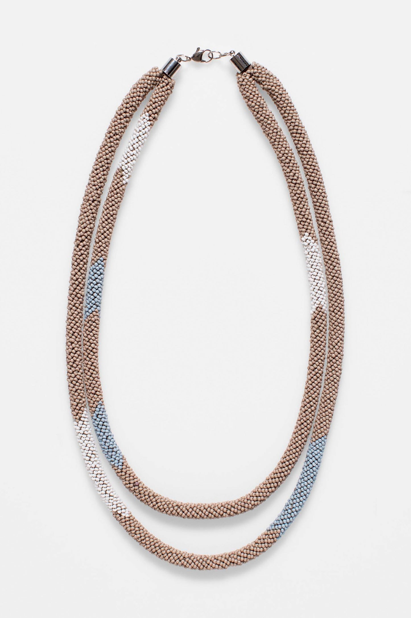 Jallo Double Strand Woven Glass Seed Bead Necklace | BYRON BEIGE