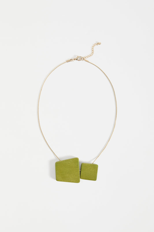 Staun Wooden Pendant Chain Necklace | LIME