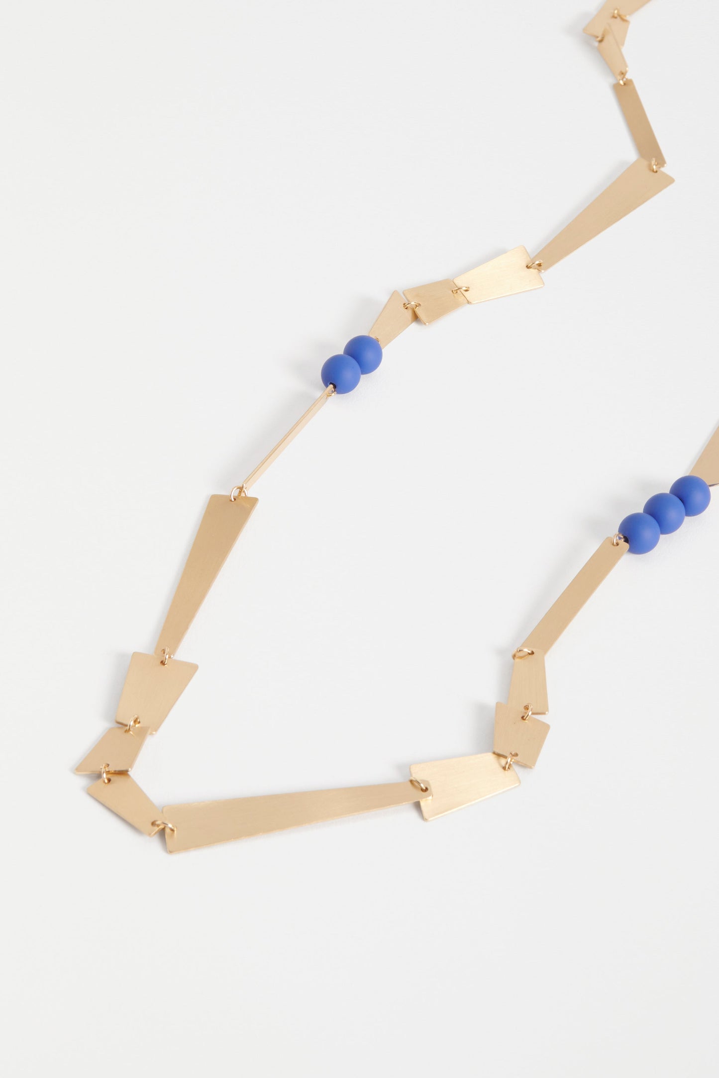 Ator Asymmetric Brushed Metal Plate and Bead Long Necklace detail | GOLD