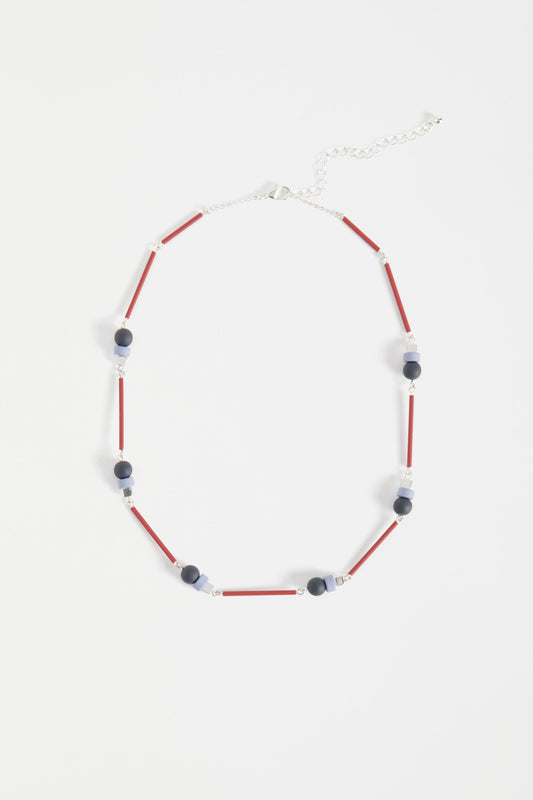 Deha Multi Bead Short Necklace | SILVER