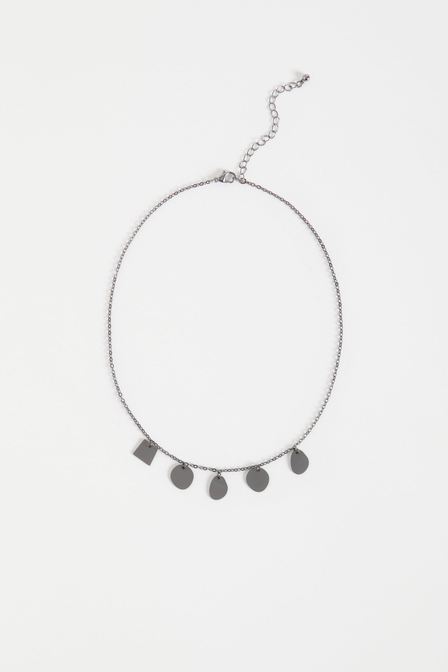 Sammi Fine Chain and small disc pendants Necklace | GUNMETAL