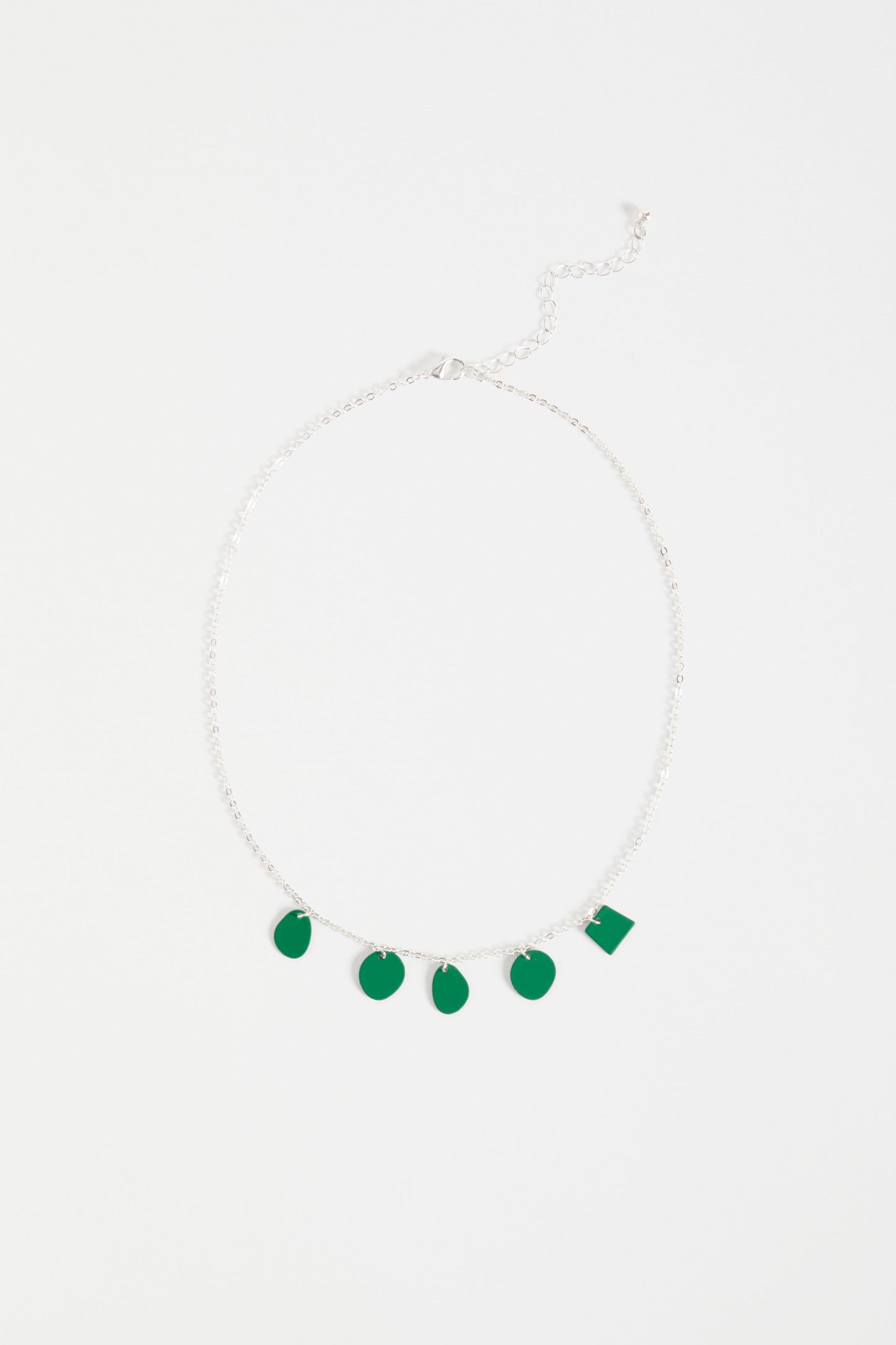 Sammi Fine Chain and small disc pendants Necklace | ALOE GREEN