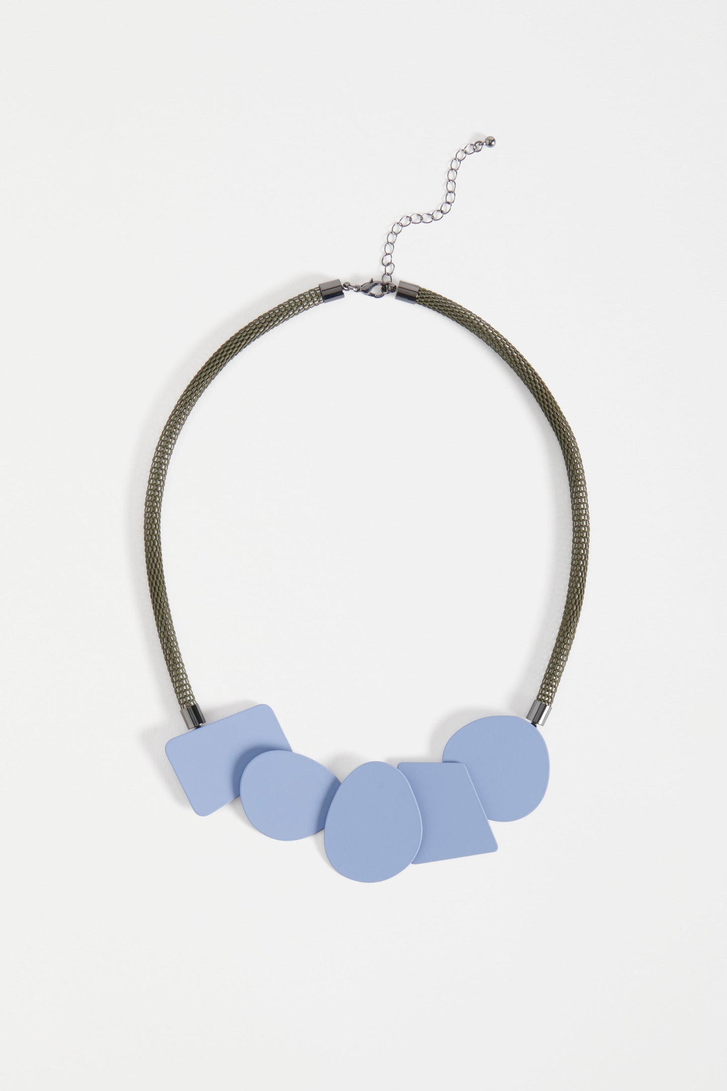 Hilllt Statement Snake Chain and Geometric Shape Short Necklace | ICE BLUE