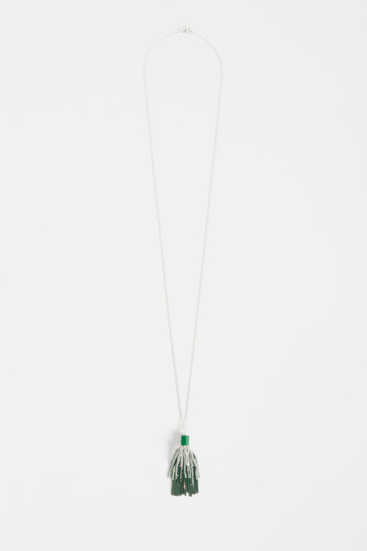 Frin Long Chain Fine Tassel Pendant Necklace | ALOE GREEN
