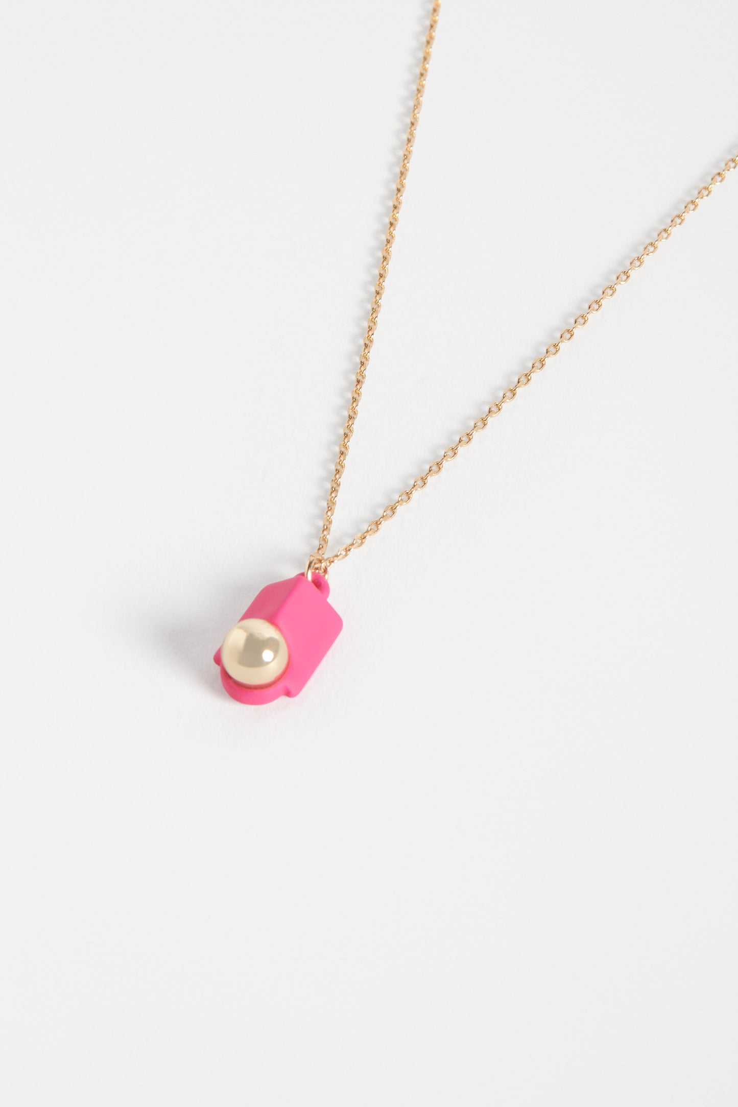 Dott Fine Chain Pendant Necklace Detail | HOT PINK