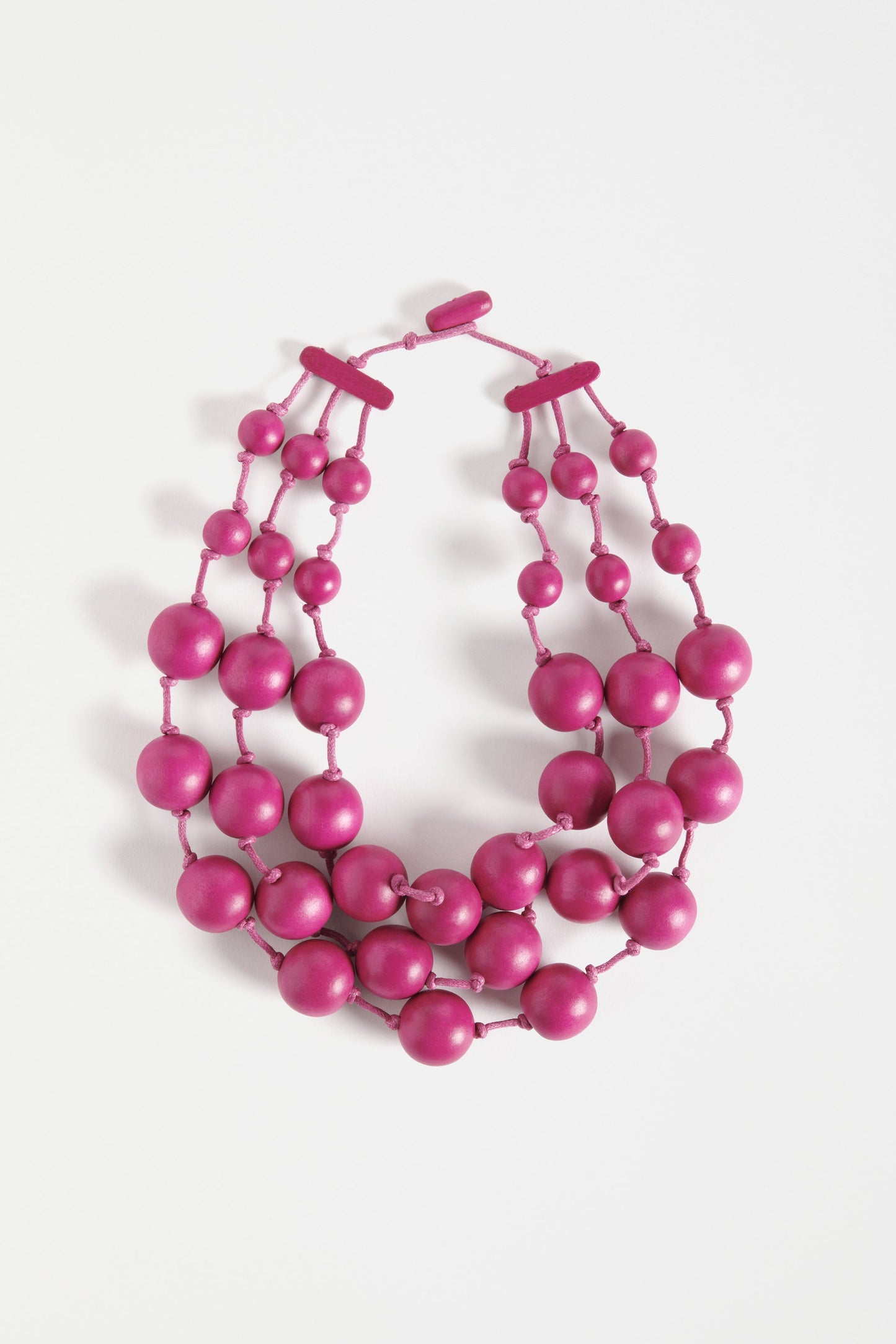 Seni Statement Wooden Bead Necklace | HOT PINK