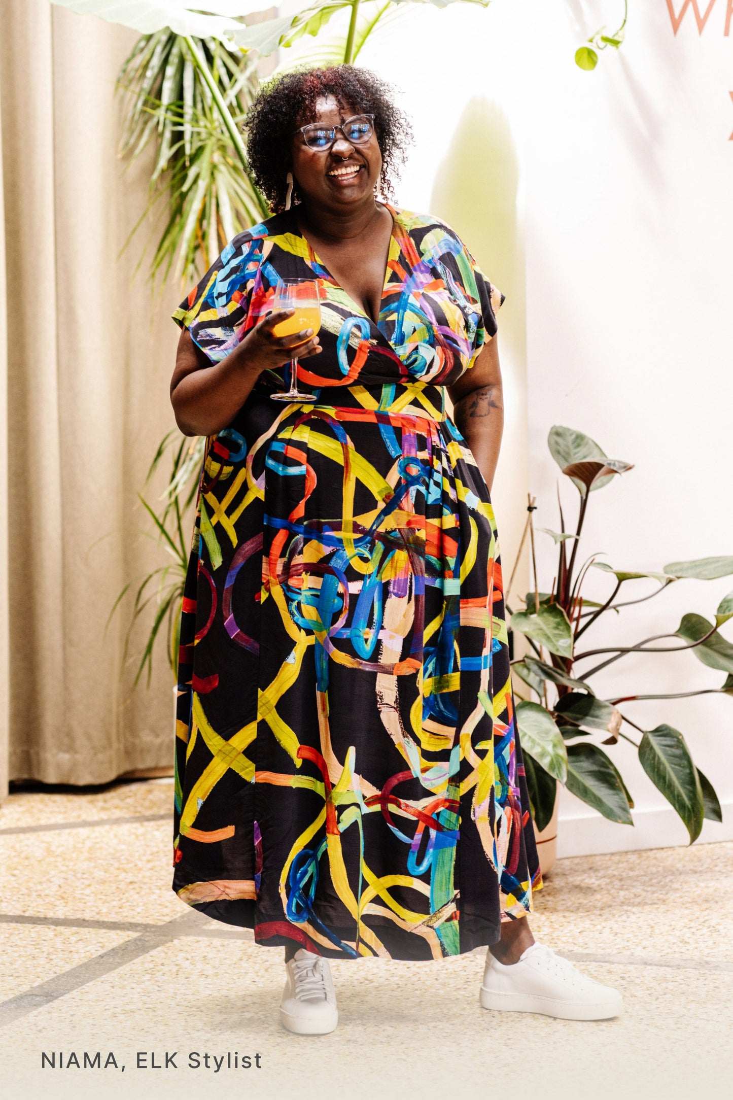 Kayra Statement Print Sustainable Viscose Silky Party Dress  Niama | FARVE PRINT
