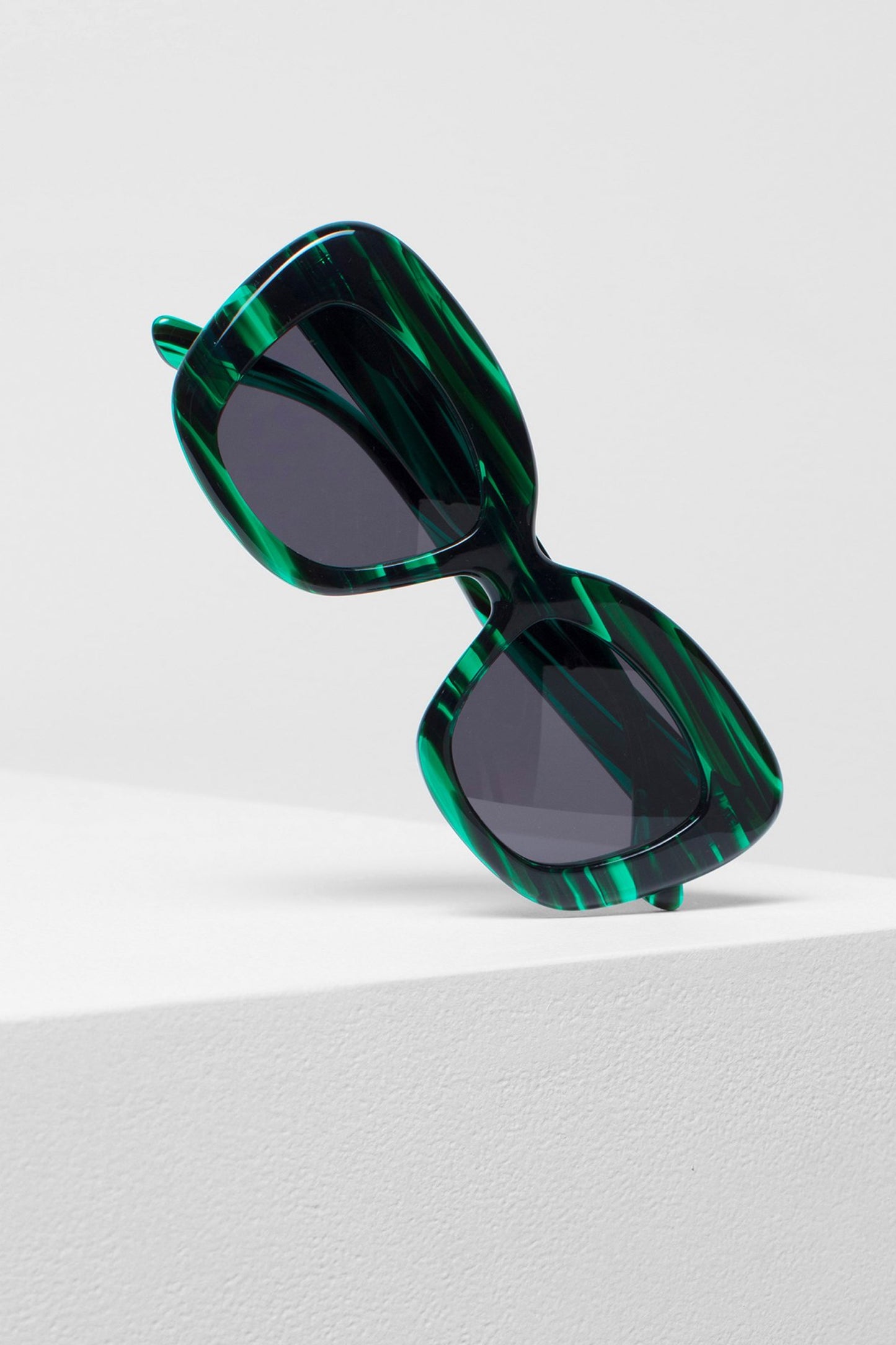 Kittan Exaggerated Cat-Eye Sunglasses Front Angled Emerald