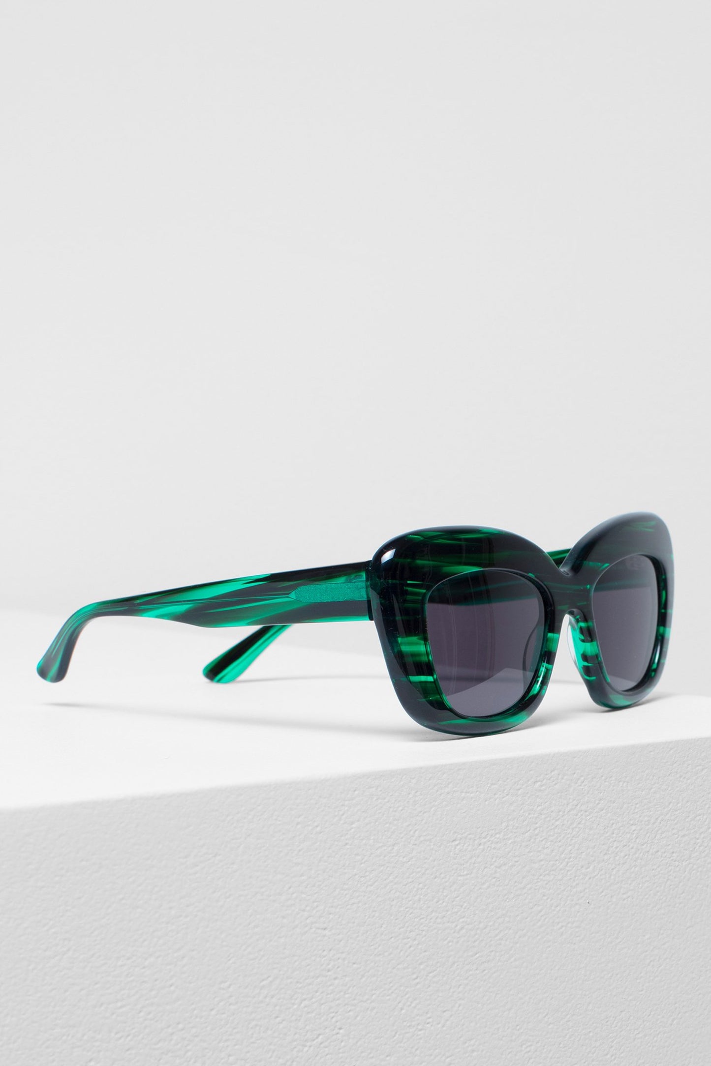 Kittan Exaggerated Cat-Eye Sunglasses Side Angled Emerald