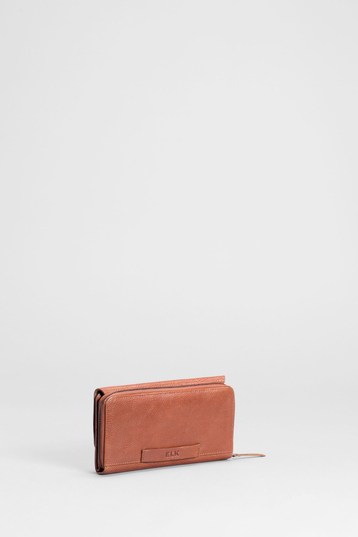 Nausta Wallet Flap and Zip up Leather Wallet Back | Tan