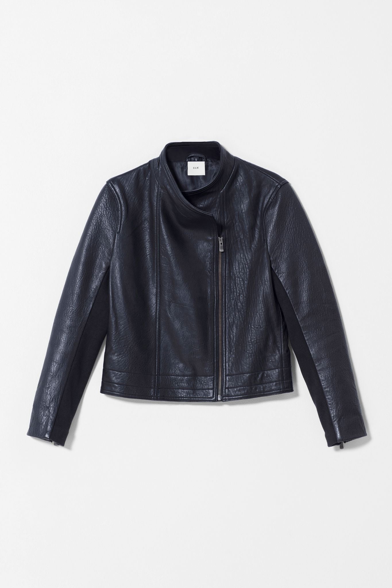 Lader Biker Leather Jacket Front Zipped Up | Black